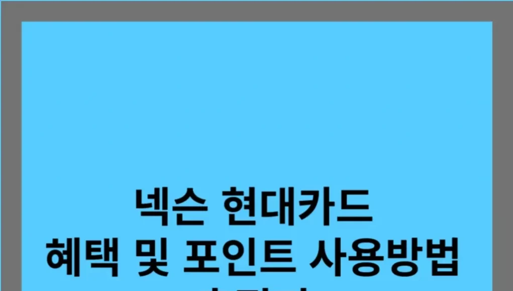 넥슨 현대카드 혜택 및 포인트 사용방법 총정리